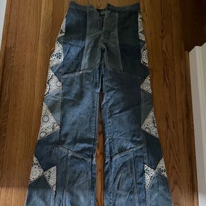 Free People Bell Bottom Jeans with Quilted Sides